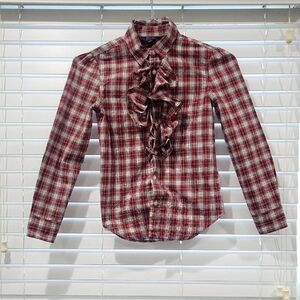 Ralph Lauren Red Plaid Ruffle Blouse for Kids